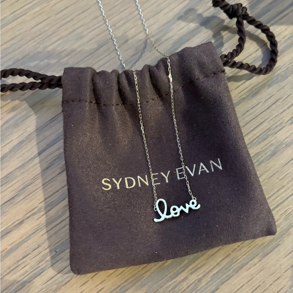 Sydney Evan pendant necklace, pure collection, 14 K gold chain and LOVE script - Picture 4 of 7
